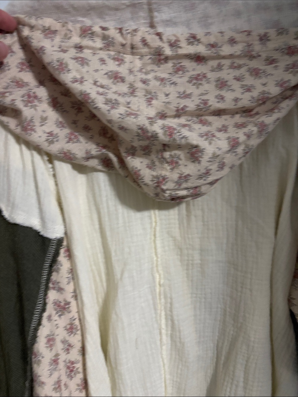 Pol. Cream & Olive Floral Panel Hoodie - Women Tops - Picture 5 of 9